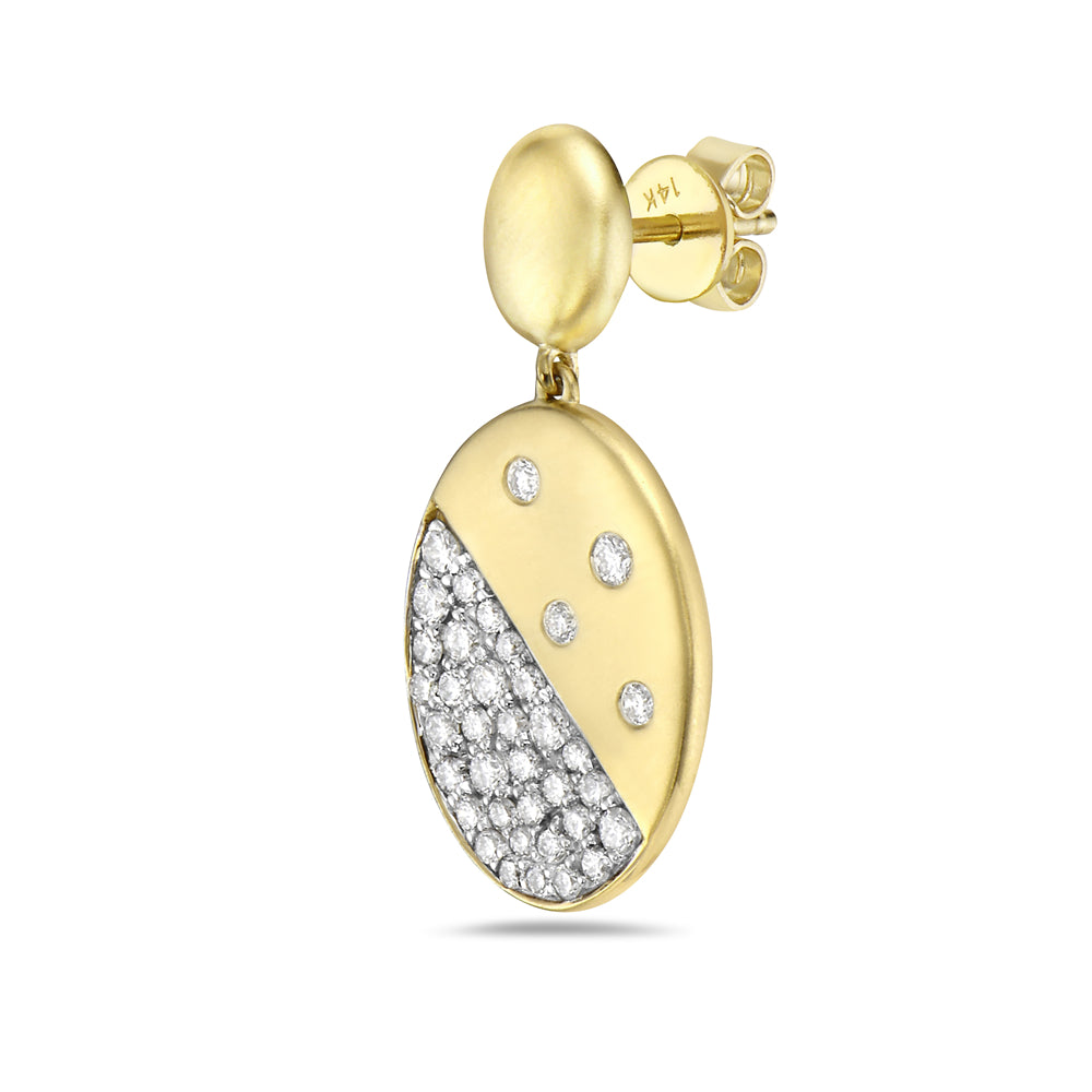 14K OVAL SHAPED EARRINGS WITH 74 DIAMONDS 0.83CT