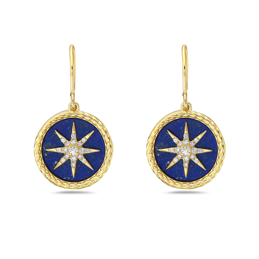 14K LAPIZ EARRINGS WITH 34 DIAMONDS 0.15CT, 14MM