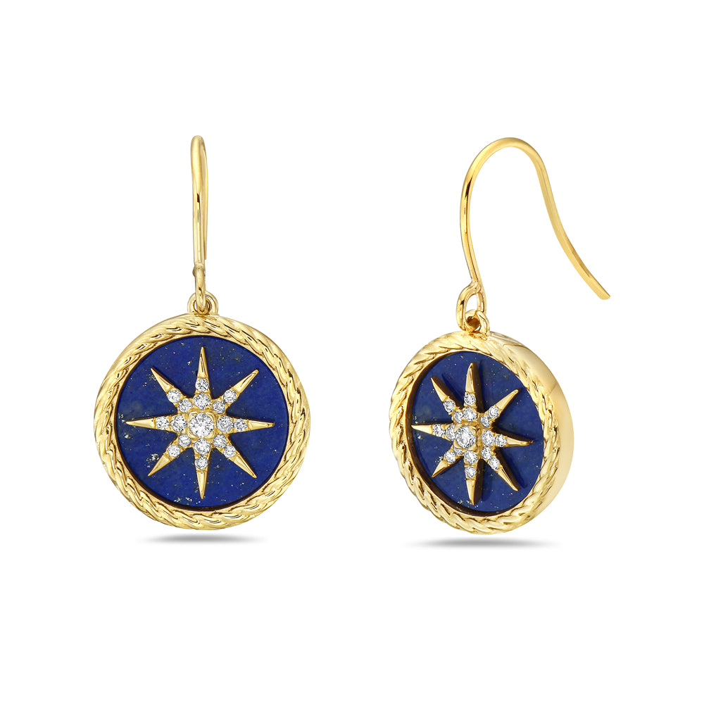 14K LAPIZ EARRINGS WITH 34 DIAMONDS 0.15CT, 14MM
