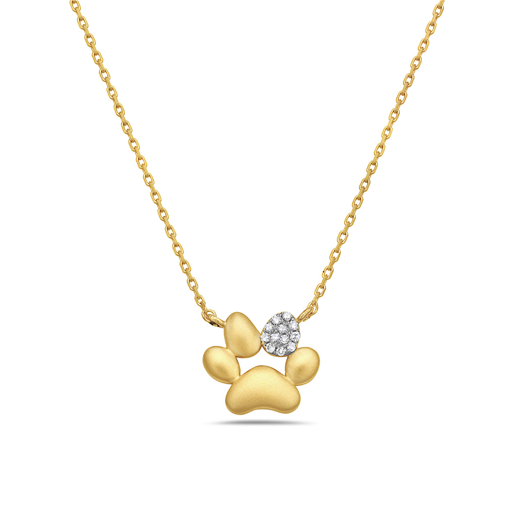 14K DIAMOND BABY DOG PAW PENDANT ON 18 INCHES CHAIN