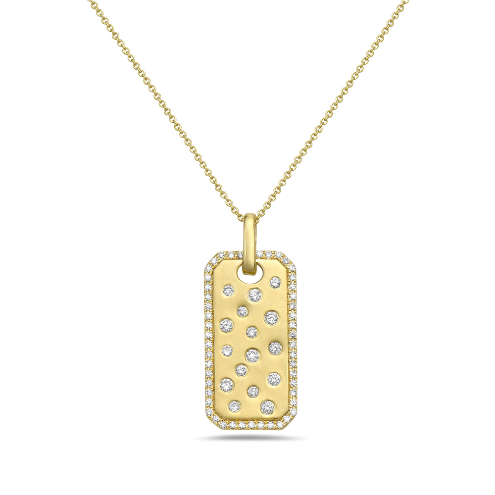 14K TAG PENDANT WITH 65 DIAMONDS 0.30CT ON 18 INCHES CHAIN