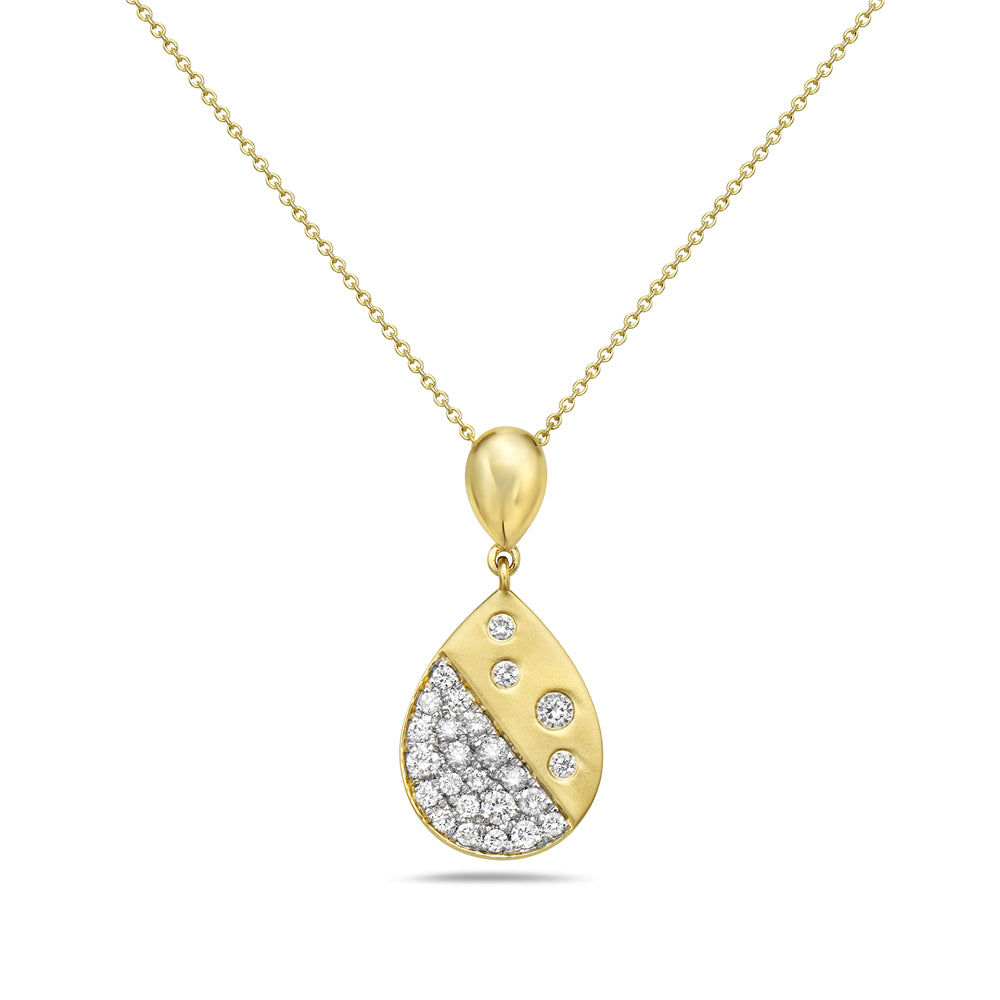 14K TEAR DROP DIAMOND PENDANT ON 18 INCHES CHAIN