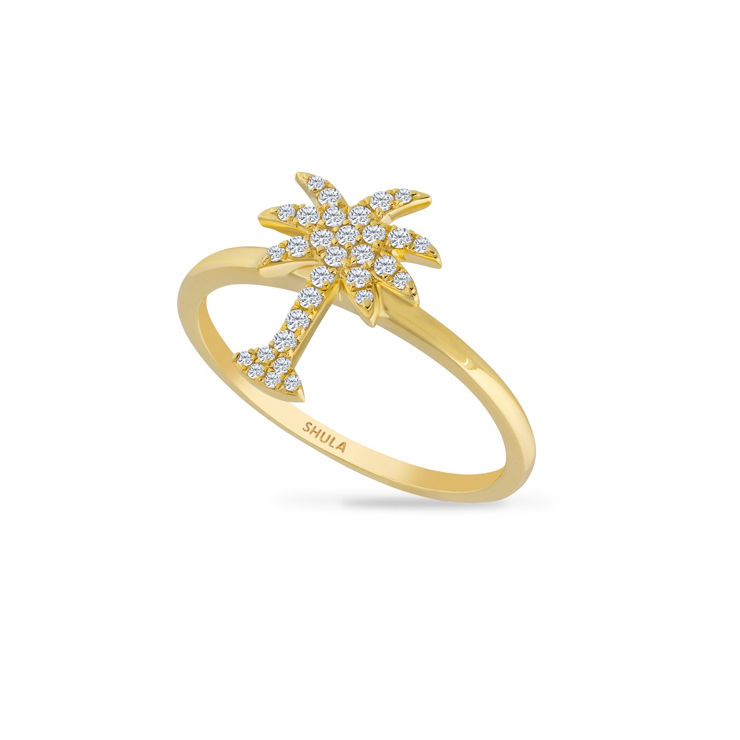 14K PALM TREE RING WITH 31 DIAMONDS 0.17CT