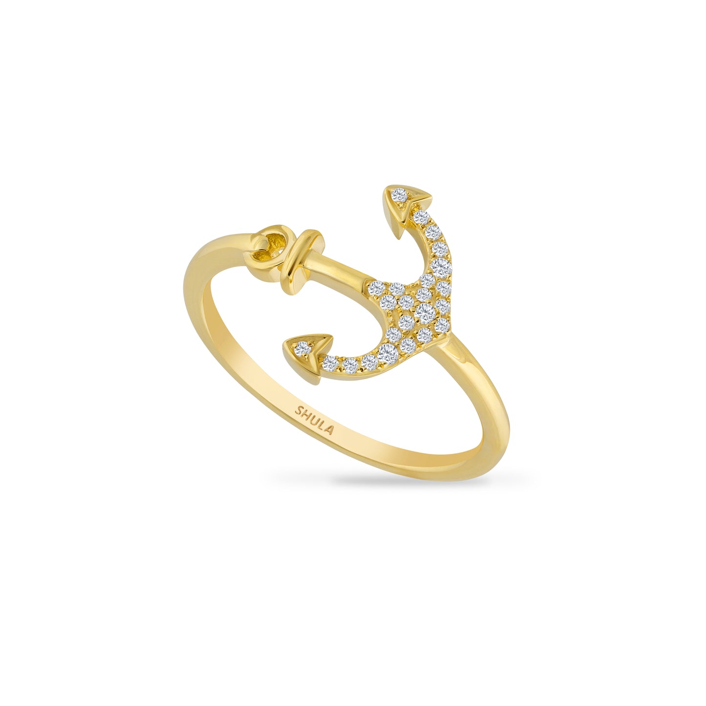 14K ANCHOR RING WITH 24 DIAMONDS 0.08CT