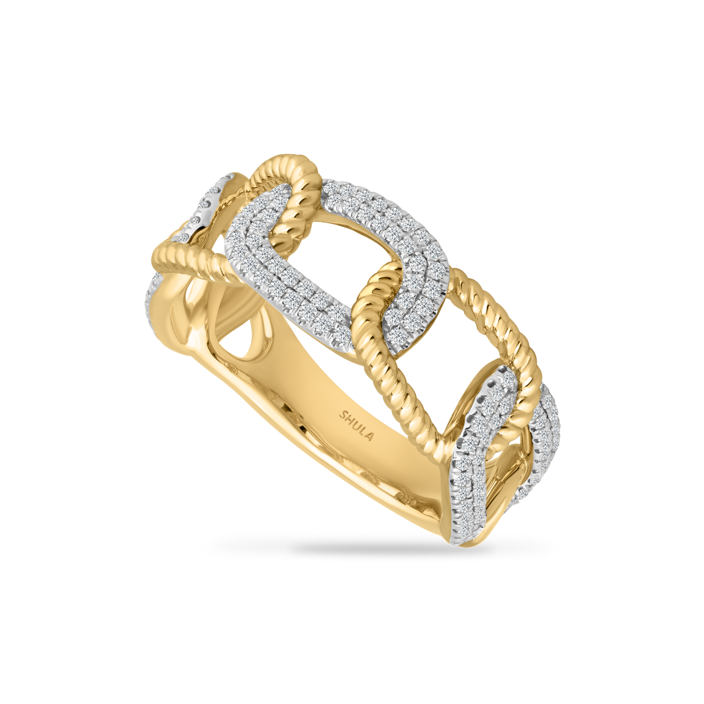 14K CABLE DESIGN RING WITH 136 DIAMONDS 0.45CT