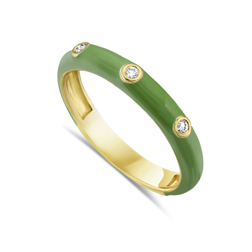 14K ENAMEL BAND WITH 3 DIAMONDS 0.04CT