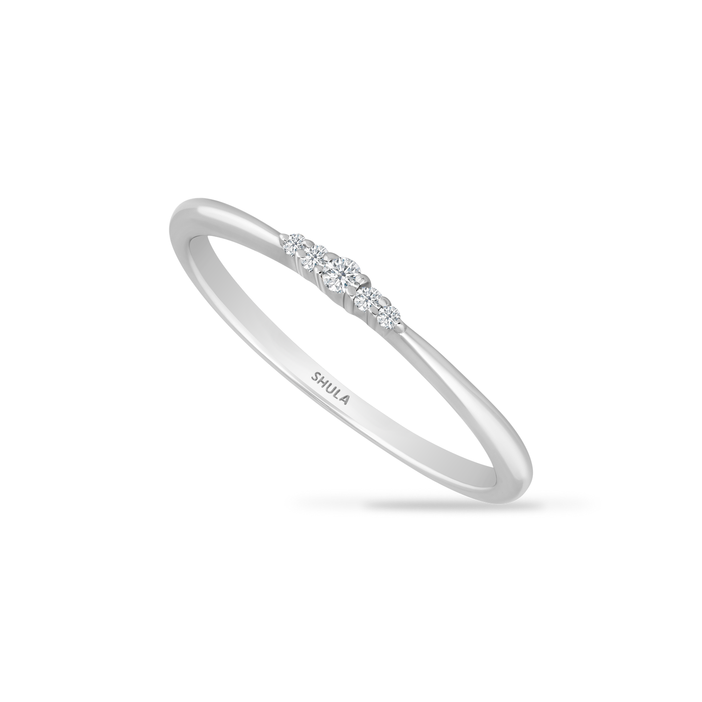 14K THIN BAND WITH 5 DIAMONDS 0.05CT