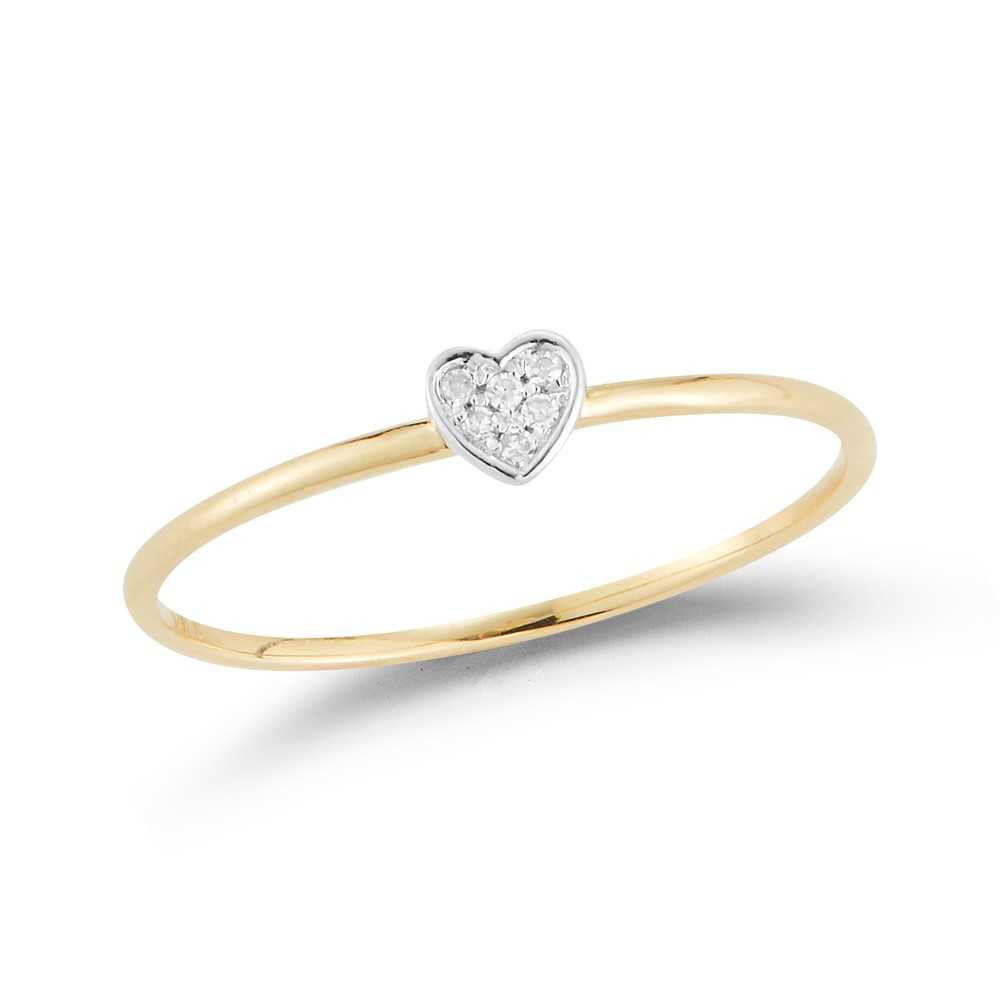 14K THIN HEART BAND WITH 6 DIAMONDS 0.02CT