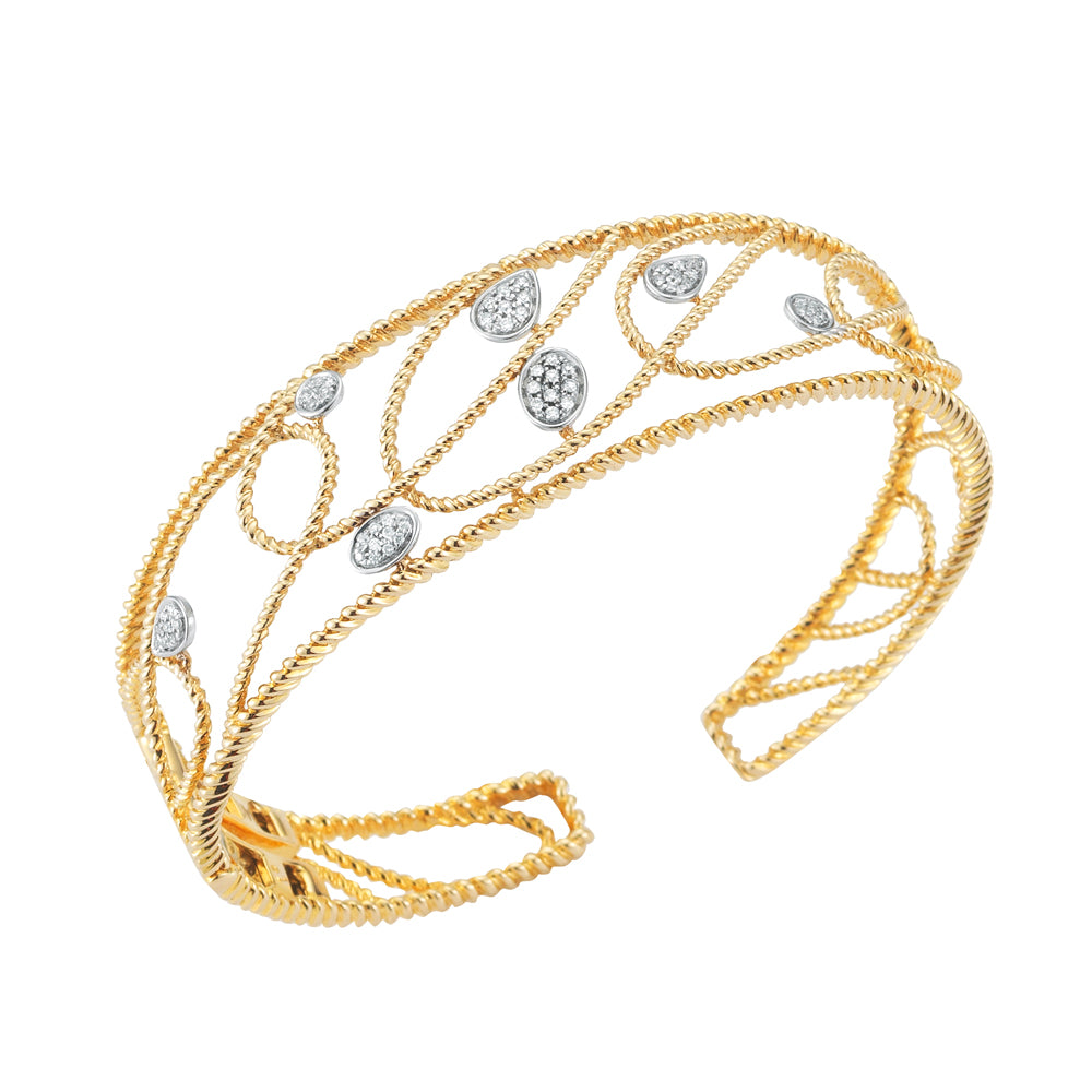 14K DELICATE FILIGREE DIAMOND CUFF 5.5