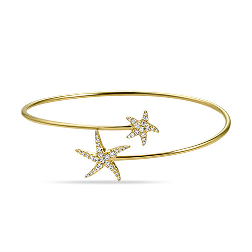 14K BEAUTIFUL FLEXIBLE STARFISH BANGLE WITH 43 DIAMONDS 0.40CT