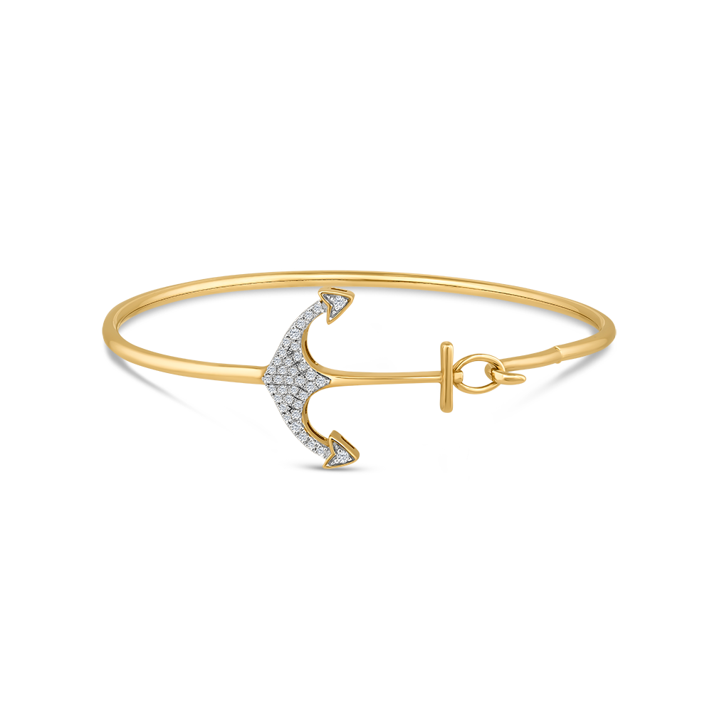 14K FLEXIBLE ANCHOR BANGLE 37 DIAMONDS 0.16CT
