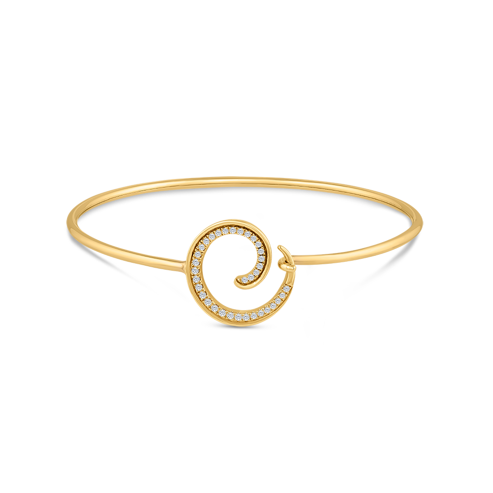 14K FLEXIBLE WAVE BANGLE 35 DIAMONDS 0.20CT