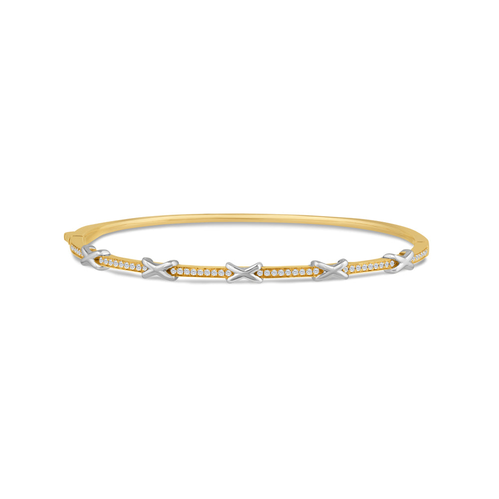14K TT X BANGLE WITH 52 DIAMONDS 0.25CT