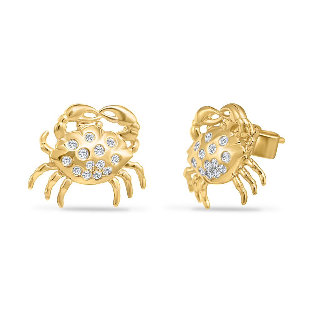 14K CRAB EARRINGS WITH 26 DIAMONDS 0.165CT