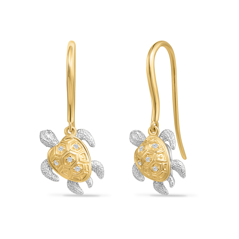 14K TURTLE EARRINGS WITH 10 DIAMONDS 0.04CT