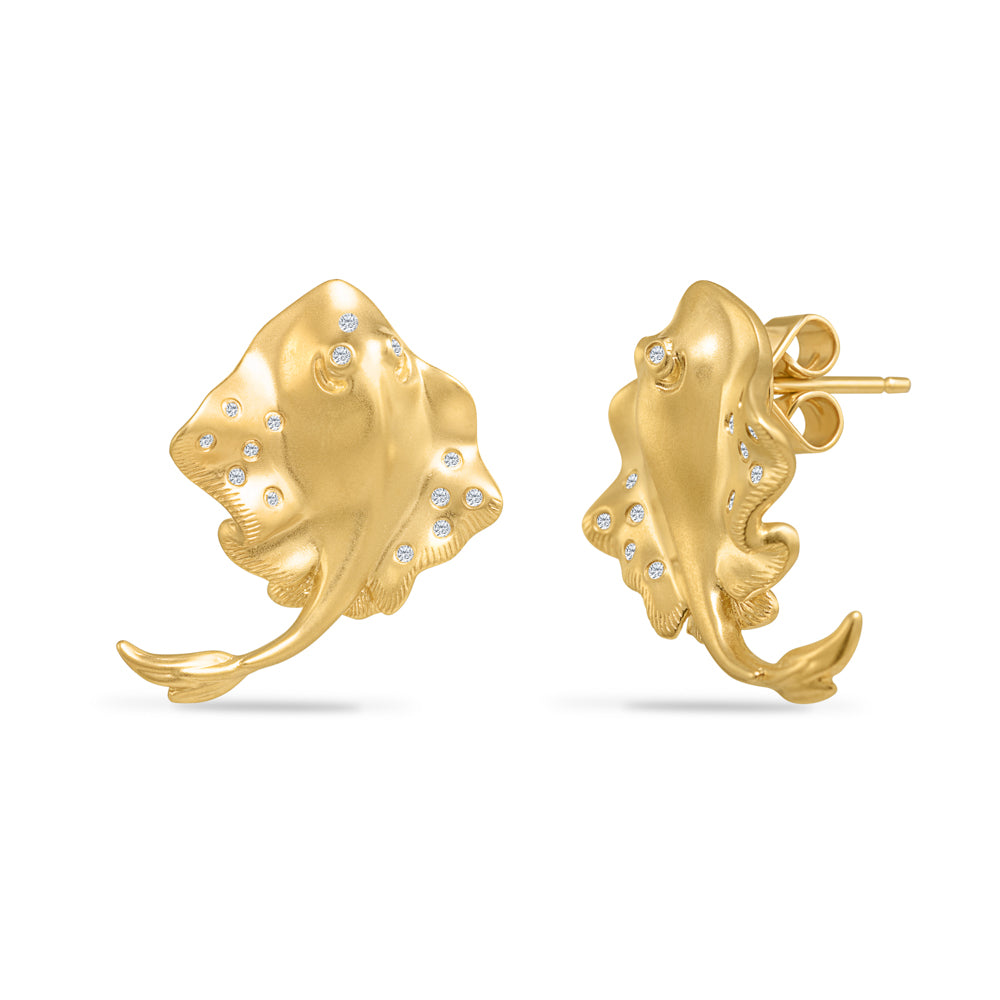 14K STINGRAY EARRINGS WITH 26 DIAMONDS 0.090CT