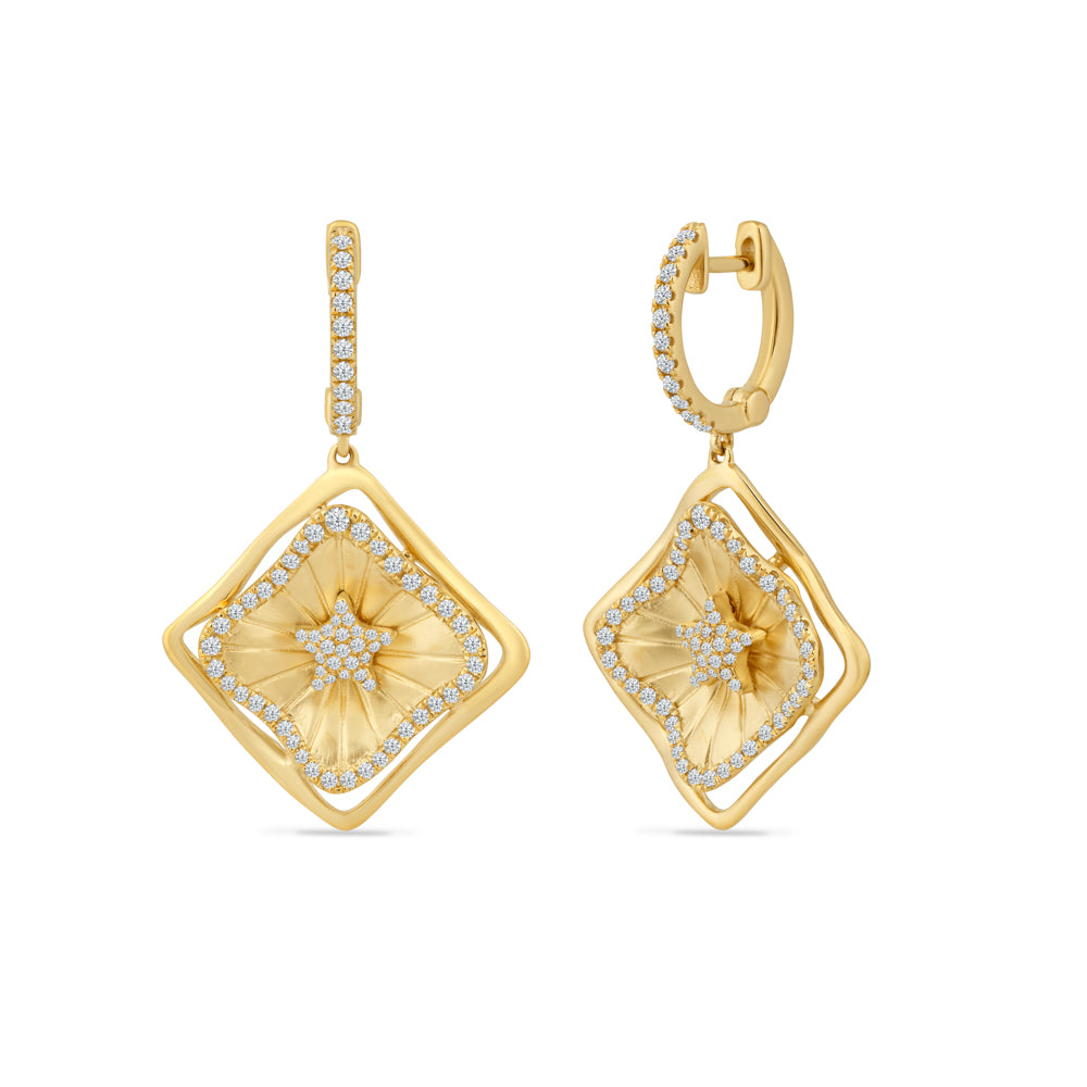 14K STARFISH LEVER BACK EARRINGS WITH 148 DIAMONDS 0.68CT