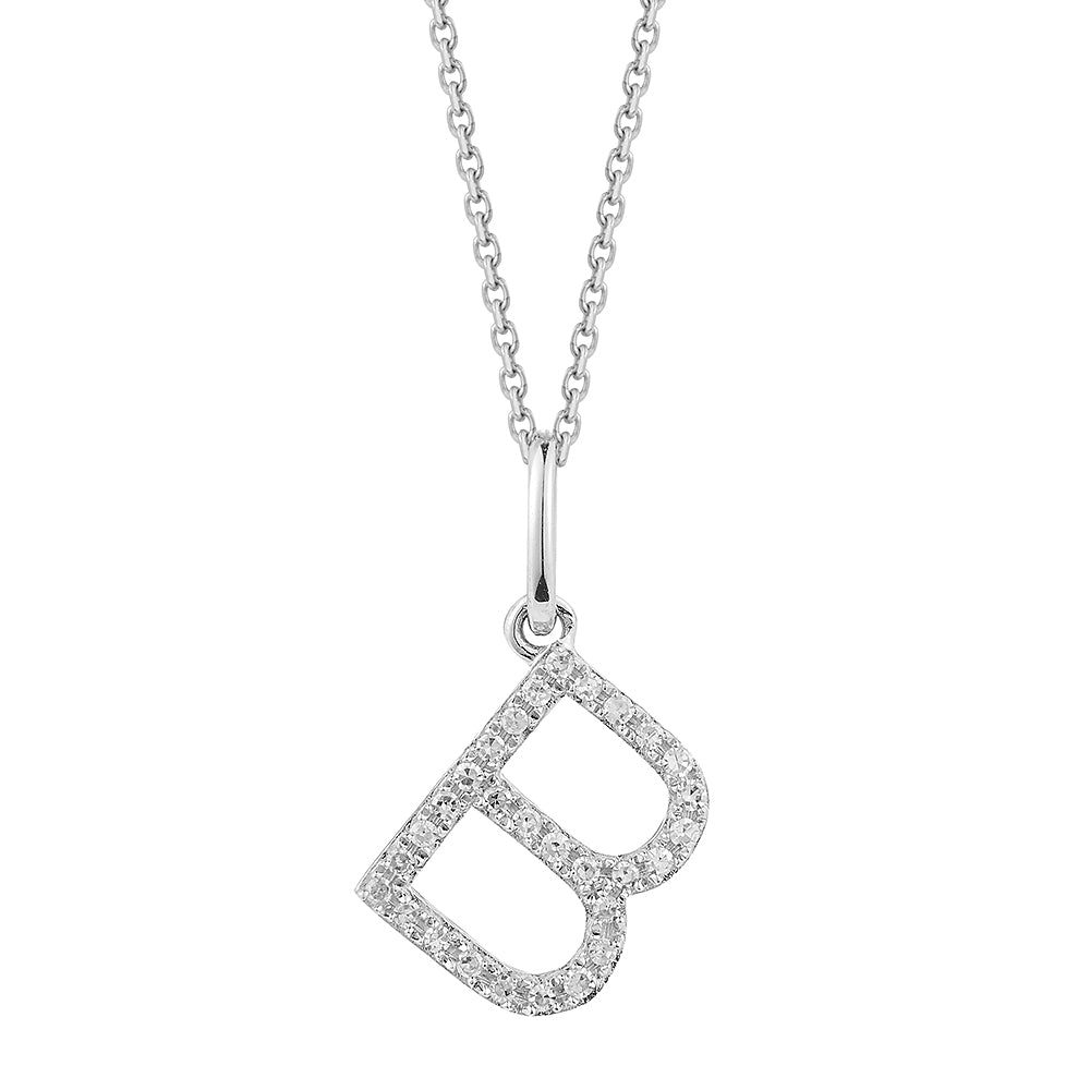 14K DIAMOND INITIAL B ON 18 INCHES CHAIN