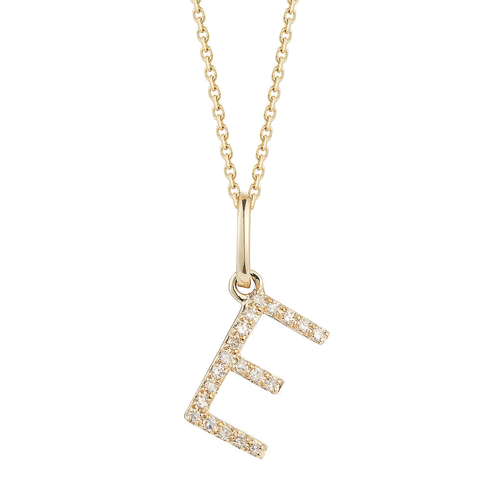 14K DIAMOND INITIAL E ON 18 INCHES CHAIN