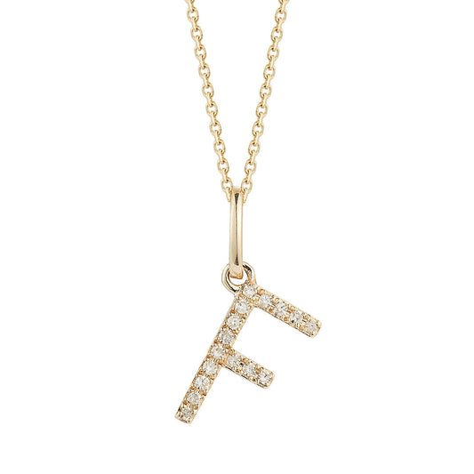 14K DIAMOND INITIAL F ON 18 INCHES CHAIN