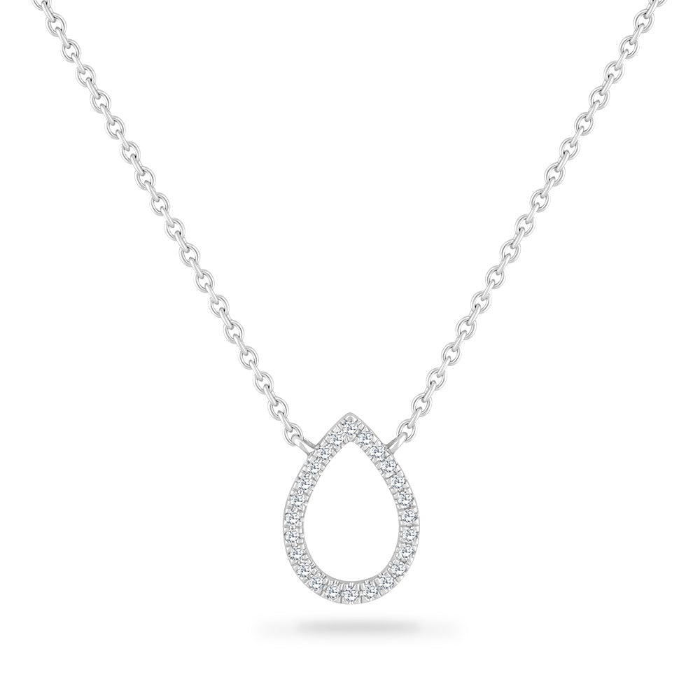 14K PEAR SHAPE NECKLACE WITH 26 DIAMONDS 0.09CT 18 INCHES LENGTH