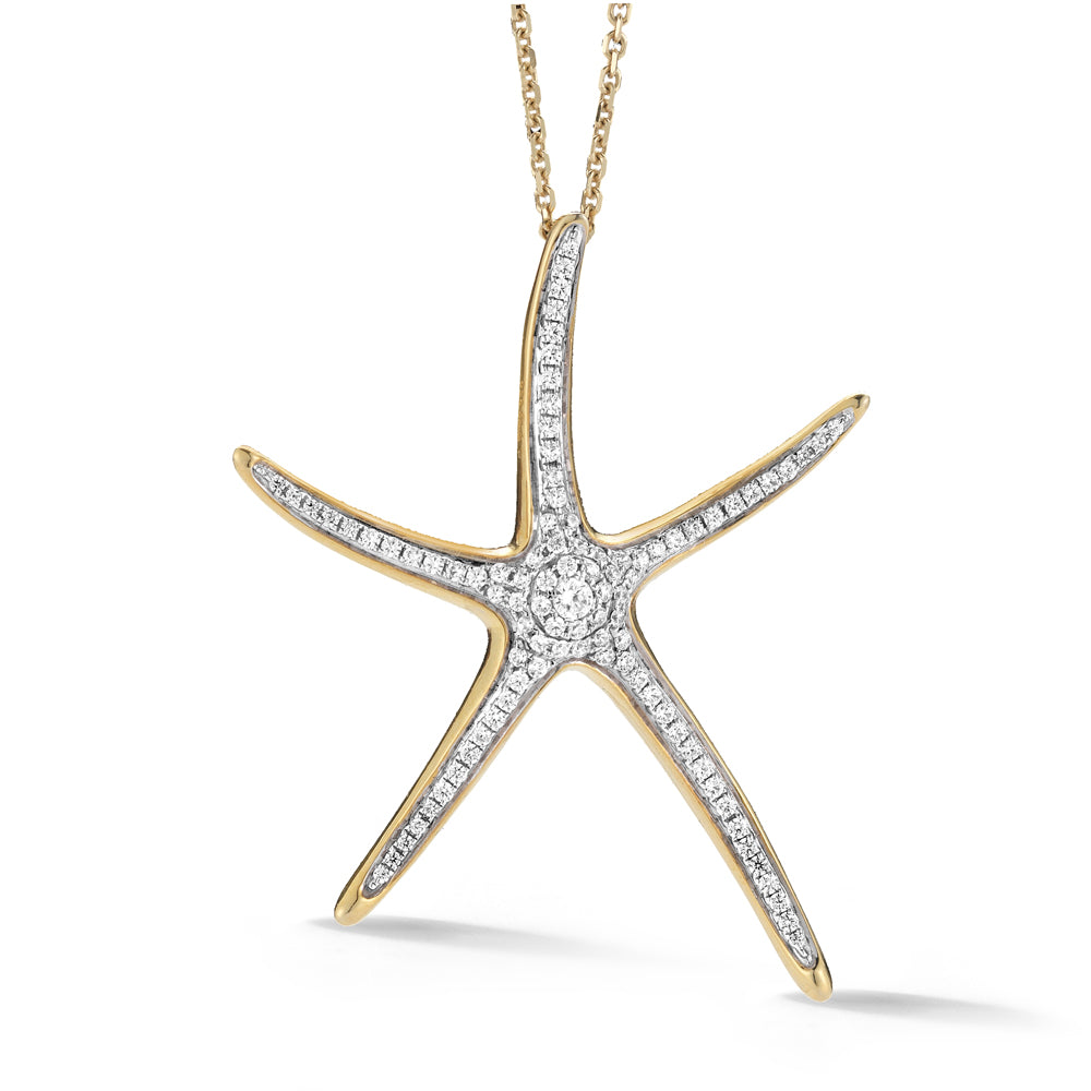 14K CONTEMPORARY DIAMOND STARFISH NECKLACE ON 18 INCHES CHAIN