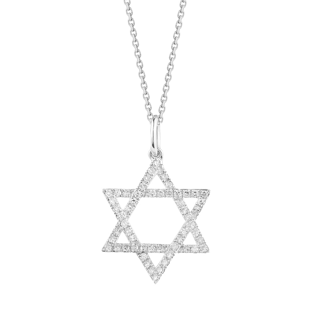 14K JEWISH STAR WITH 56 DIAMONDS 0.23CT ON 18 INCHES CHAIN