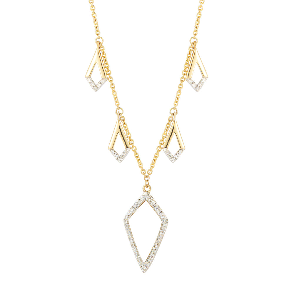 14K DROP NECKLACE WITH 54 DIAMONDS 0.18CT ON 18 INCHES CHAIN