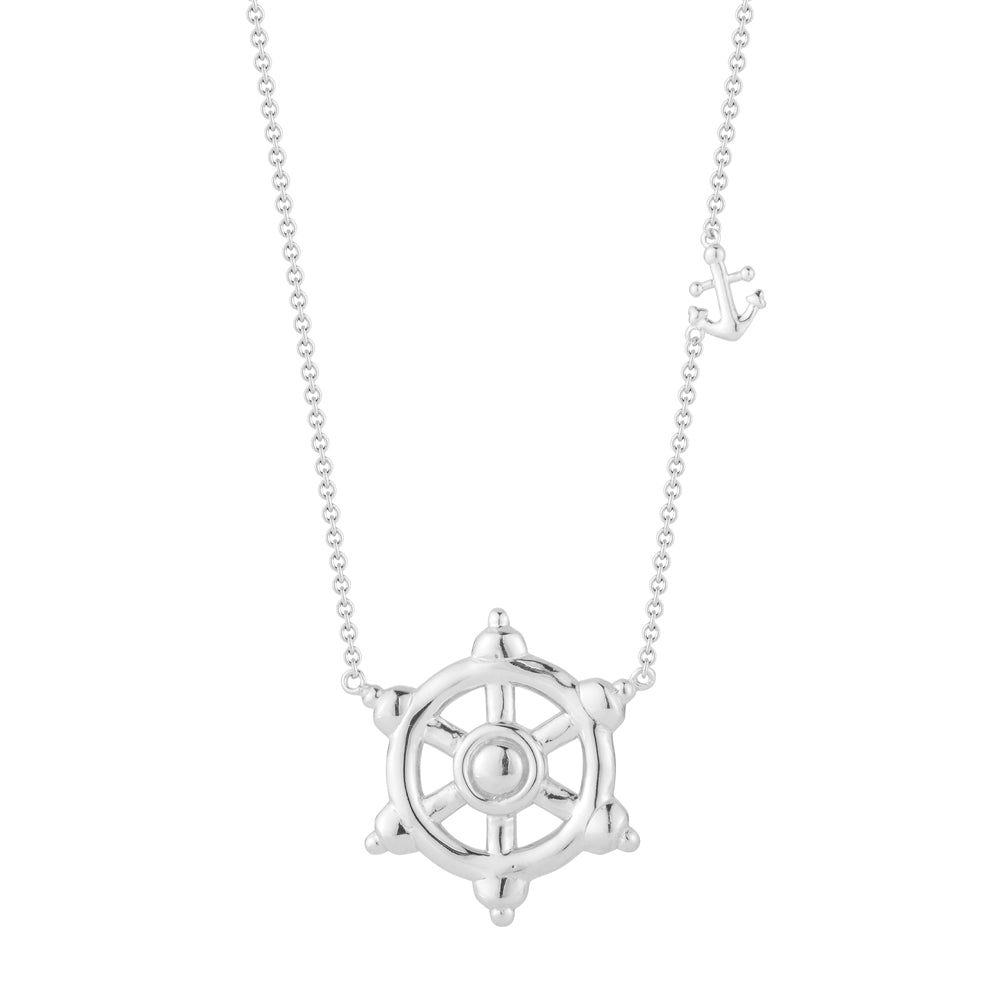 FUN STERLING SILVER SHIPS WHEEL 18" CHAIN 1.5" DIAMETER