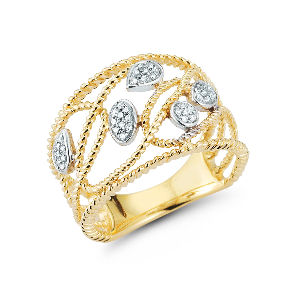 14K FILIGREE DESIGN RING WITH SEMI-PRECIOUS STONES