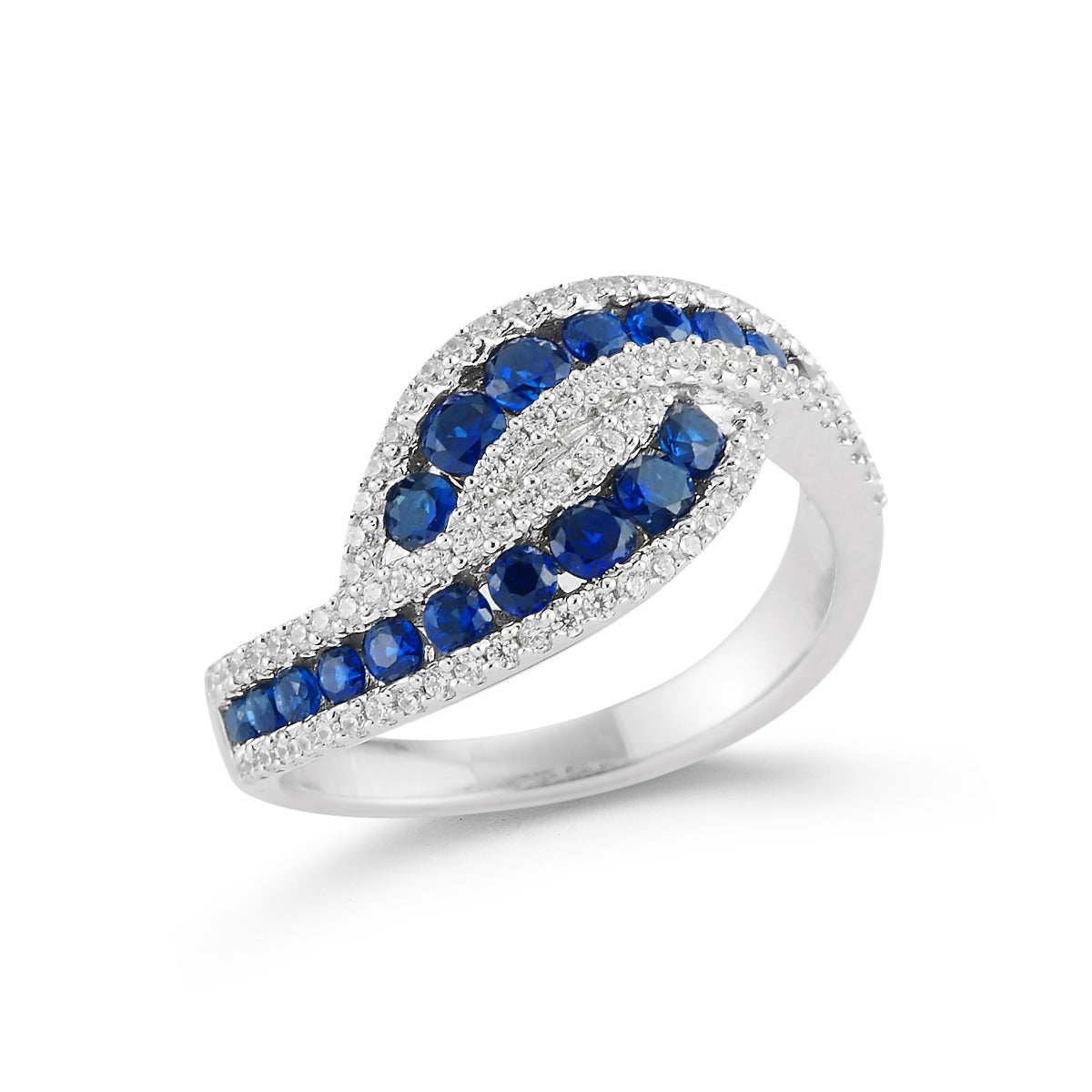 14K RING WITH 1CT SAPPHIRES AND 0.37CT DIAMONDS