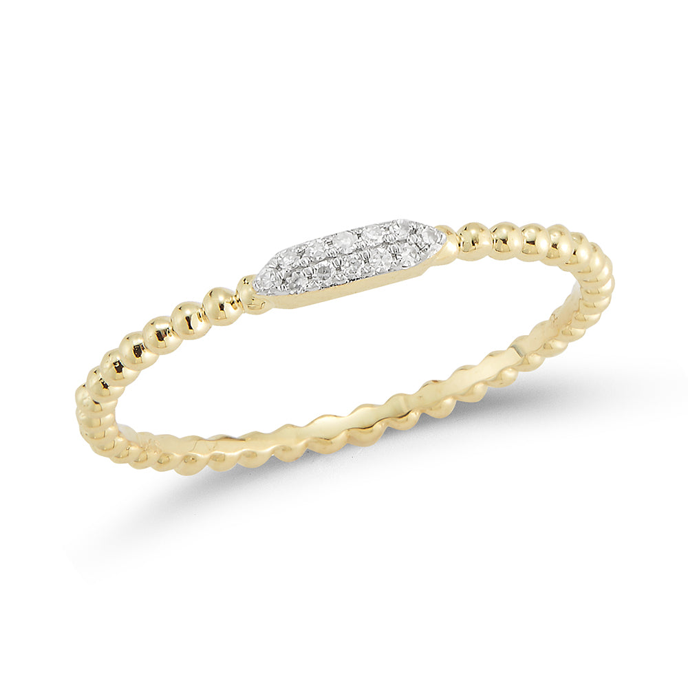 14K SCALLOPED SHANK DAINTY RING WITH 12 DIAMONDS 0.03CT