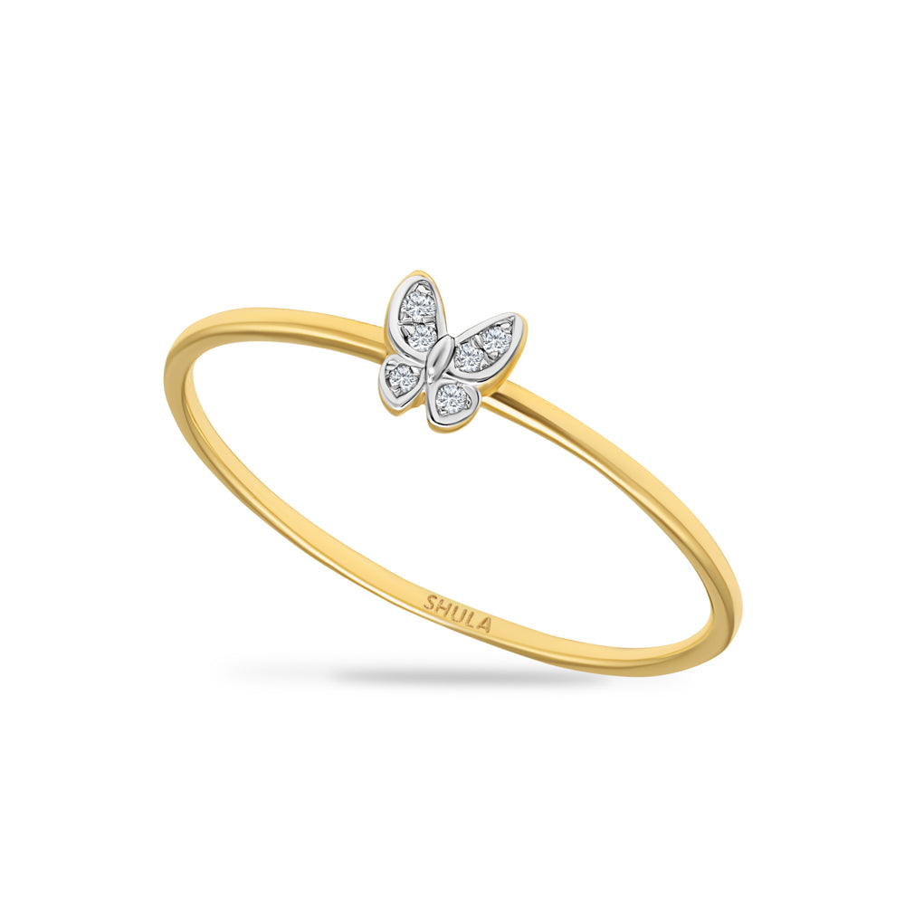 BUTTERFLY RING WITH 6 DIAMONDS 0.02CT