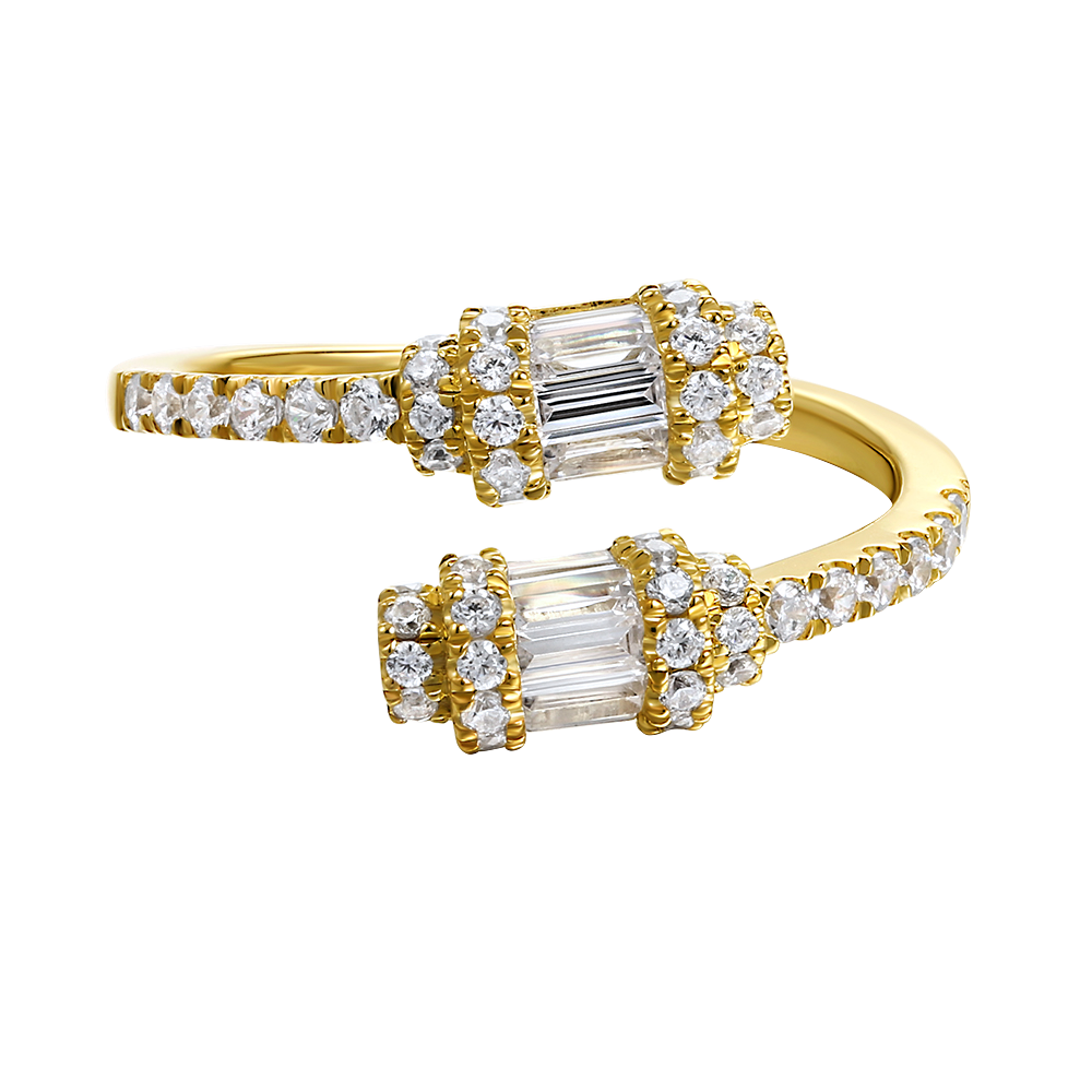14K OPEN DESIGN RING WITH 60 ROUND DIAMONDS 0.54CT & 5 BAGUETTE DIAMONDS 0.46CT AROUND 14.5MM