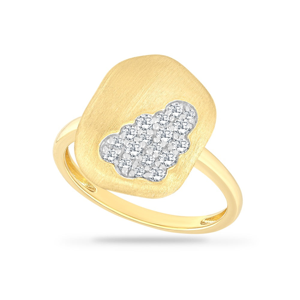 14K MATT FINISH FREE FORM RING WITH 18 DIAMONDS 0.27CT