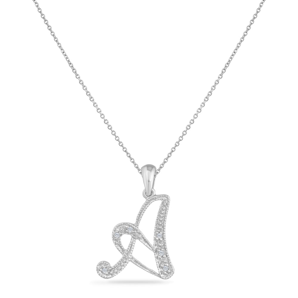 SCRIPT INITIAL ''A'' DIAMOND PENDANT ON 18 INCHES CHAIN