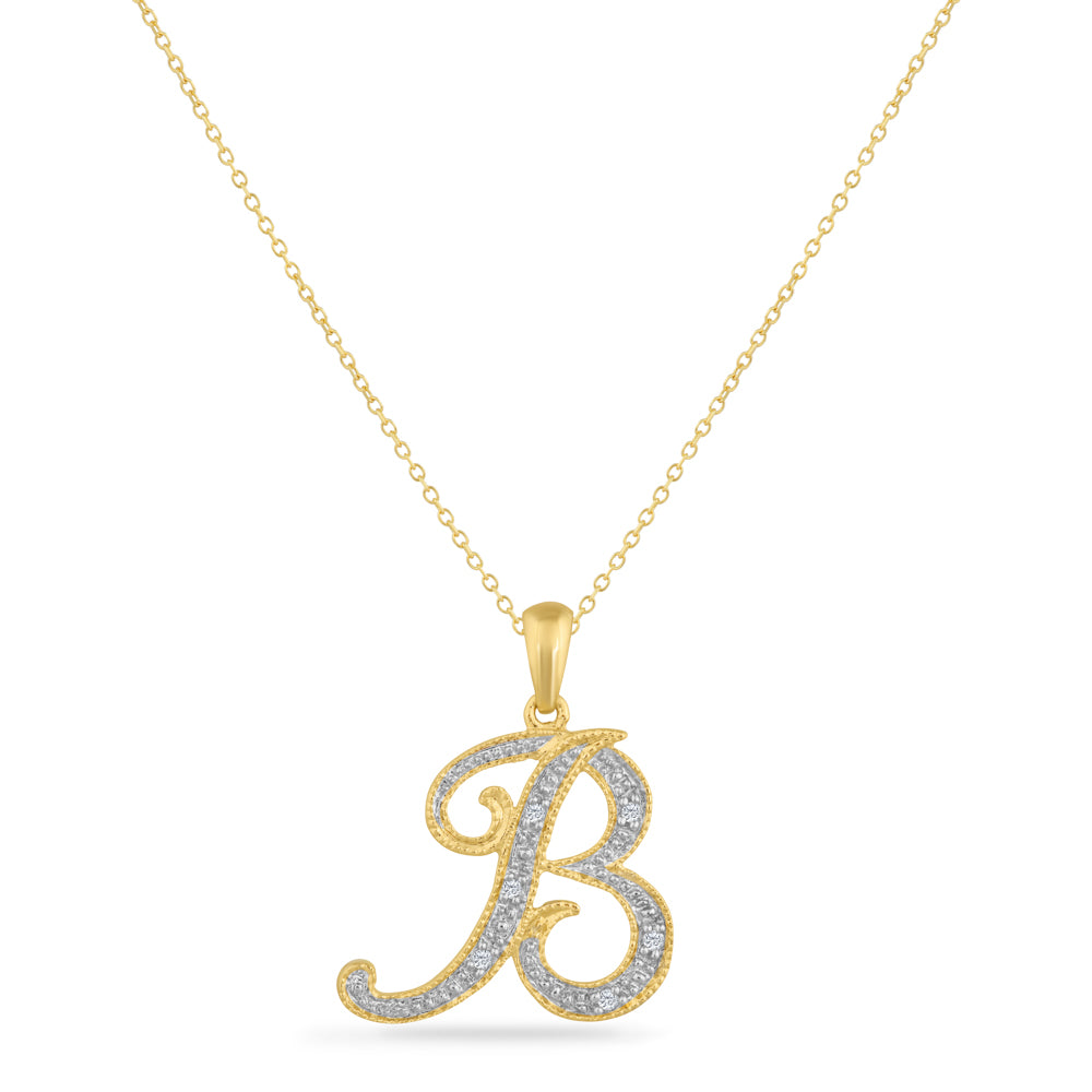 SCRIPT INITIAL ''B'' DIAMOND PENDANT ON 18 INCHES CHAIN