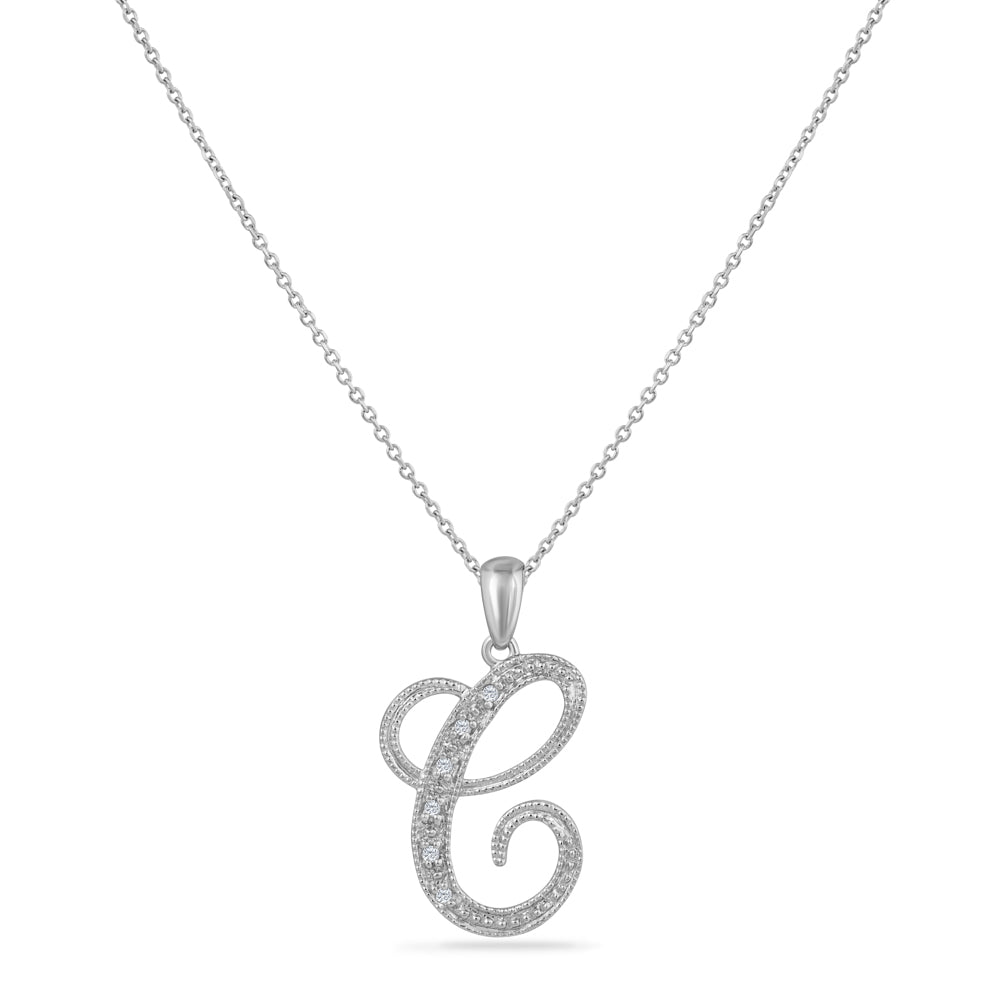 SCRIPT INITIAL ''C'' DIAMOND PENDANT ON 18 INCHES CHAIN