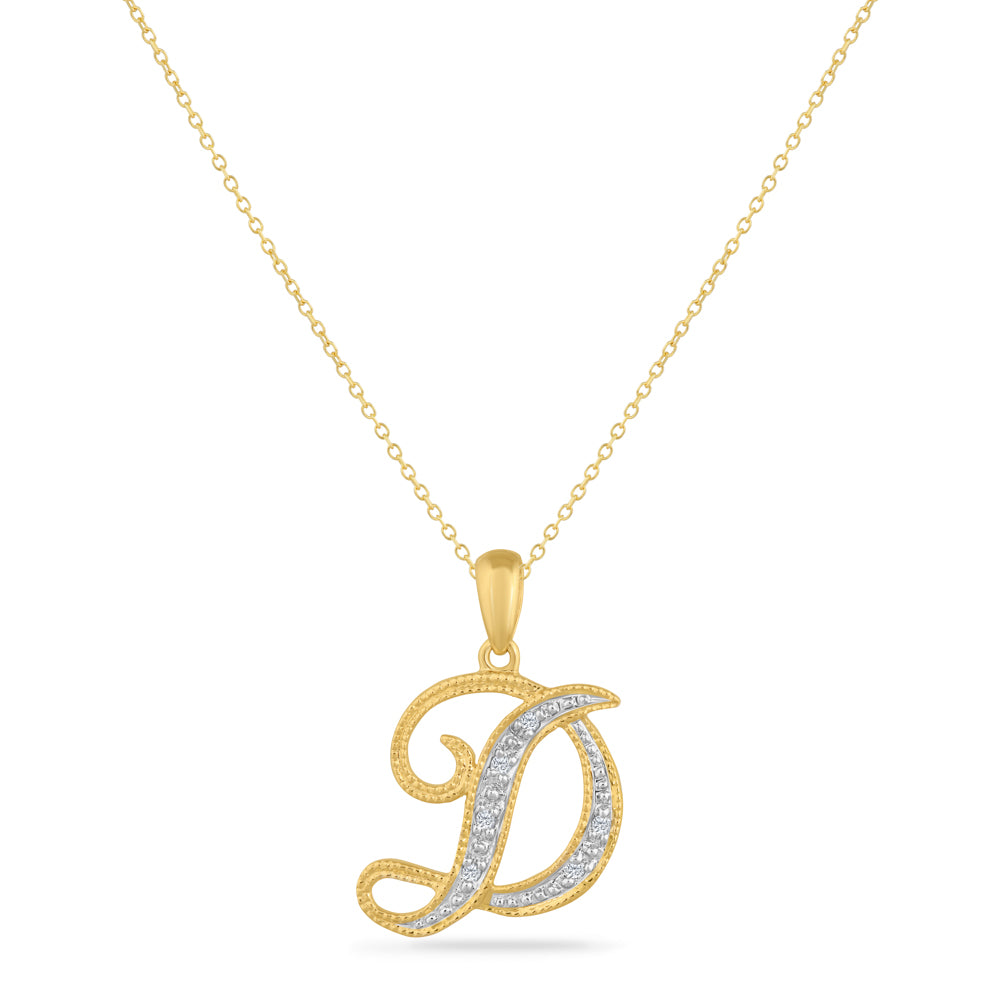 SCRIPT INITIAL ''D'' DIAMOND PENDANT ON 18 INCHES CHAIN