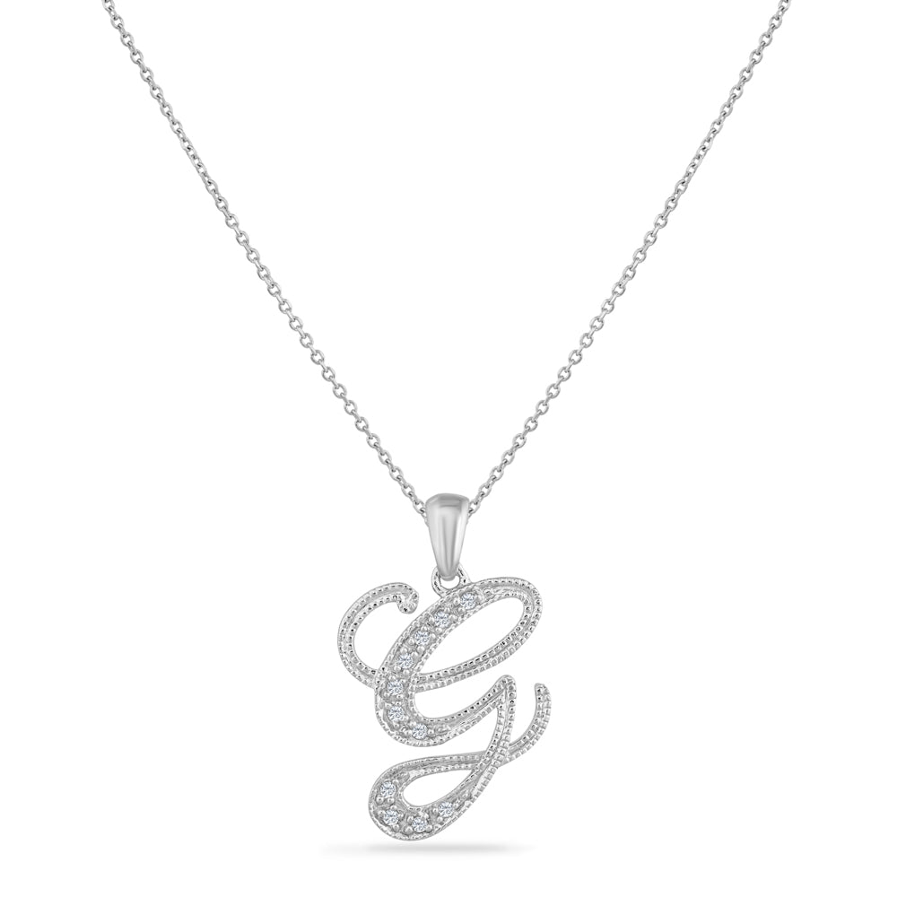 SCRIPT INITIAL ''G'' DIAMOND PENDANT ON 18 INCHES CHAIN