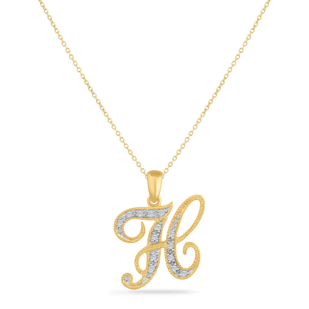 SCRIPT INITIAL ''H'' DIAMOND PENDANT ON 18 INCHES CHAIN