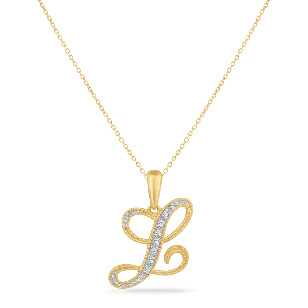 SCRIPT INITIAL ''L'' DIAMOND PENDANT ON 18 INCHES CHAIN