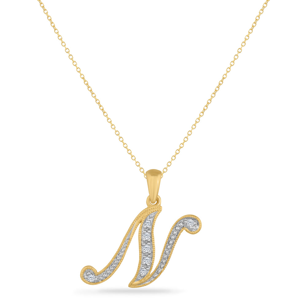 SCRIPT INITIAL ''N'' DIAMOND PENDANT ON 18 INCHES CHAIN