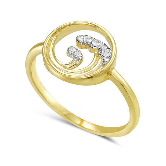 Sparkling Waves Gold & Diamond Ring 5.5
