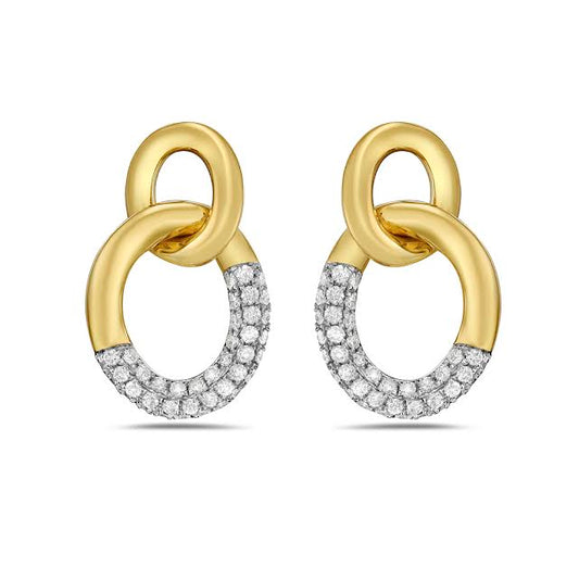 14k double loop earrings with 80 diamonds 0.86ct