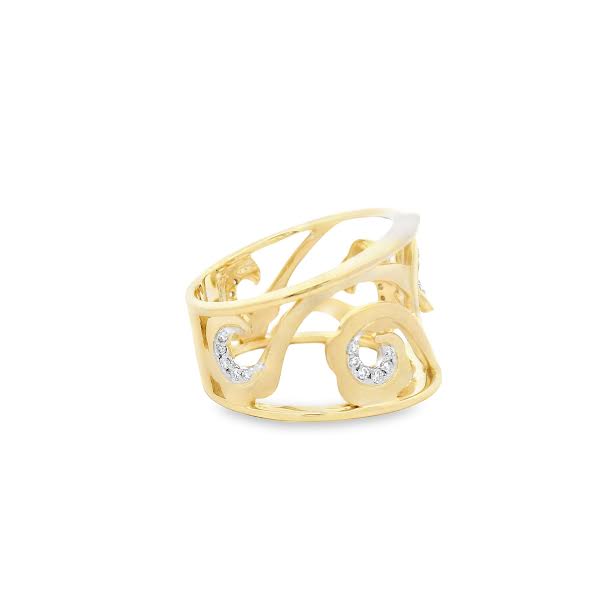 14K 15MM WAVE RING WITH 33 DIAMONDS 0.14CT