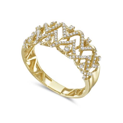 14K 9MM ZIG ZAG RING WITH 128 DIAMONDS 0.30CT