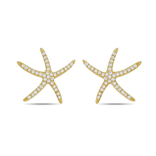 14k 12mm starfish earrings with 70 diamonds 0.13ct