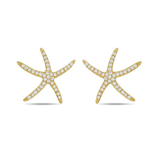14k 12mm starfish earrings with 70 diamonds 0.13ct