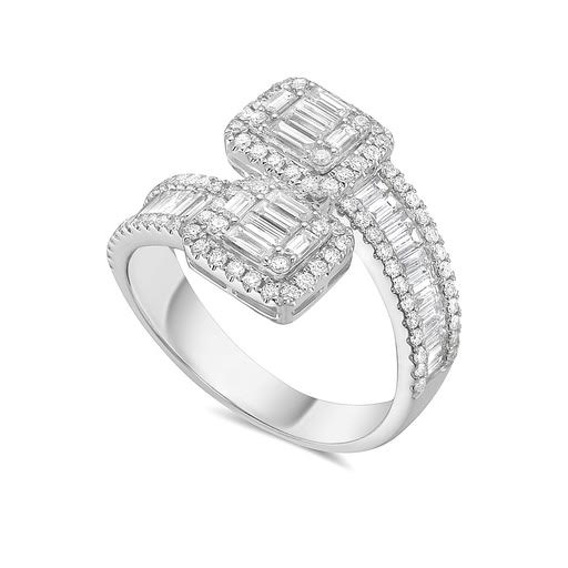 14KW RING WITH 96 RD DIAMONDS 0.54C & 24 BAGUETTE 0.87CT
